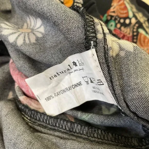 Natural Life Shorts XXL Floral Mushroom Boho Elastic Waist Pockets - Picture 6 of 11